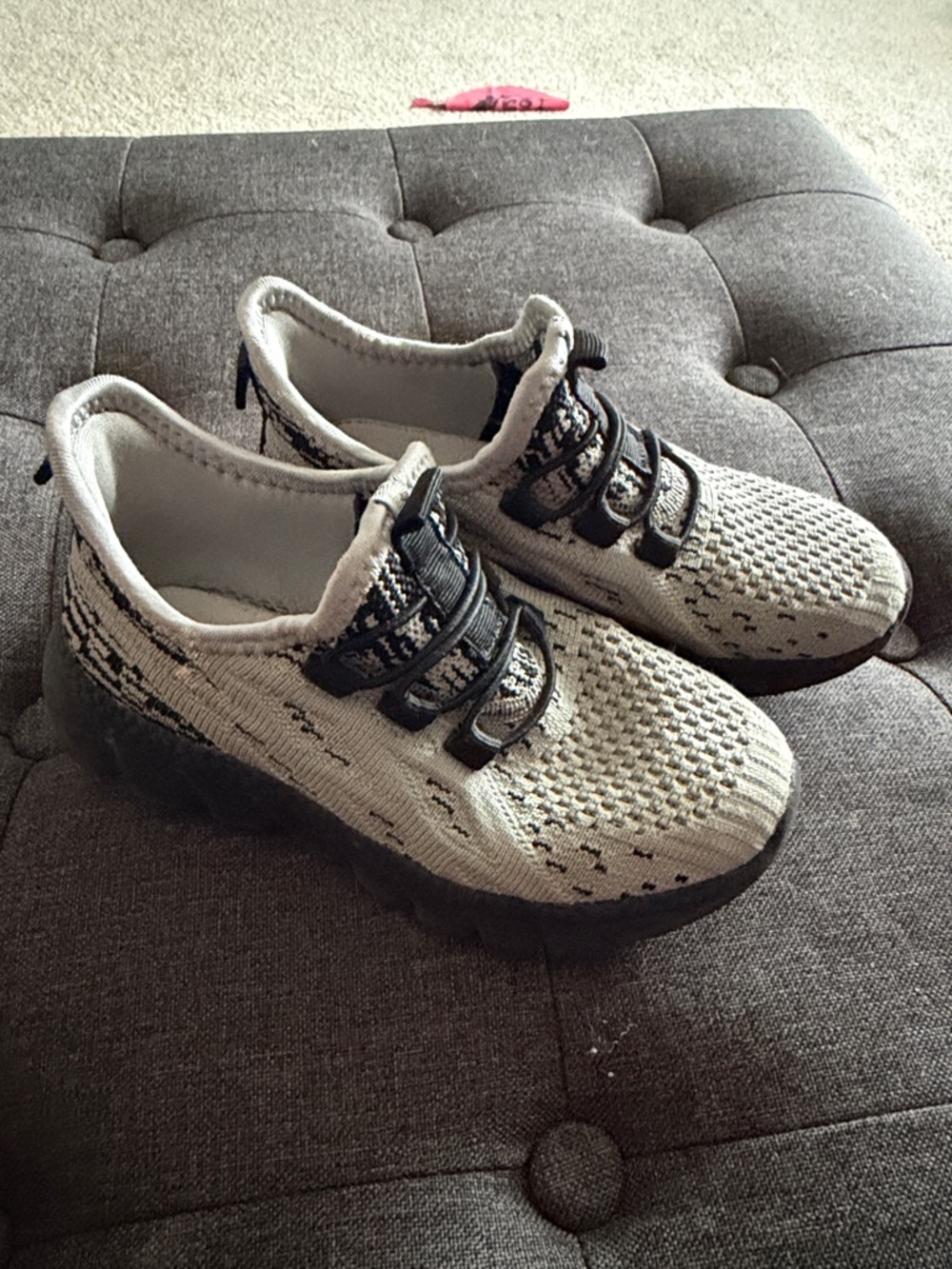 Kids Lightweight Knit Sneakers in Light Gray with Black Accents